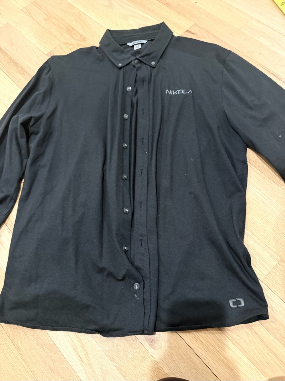 OGIO Men's Black Button-Down Polo Shirt with Nikola Embroidery